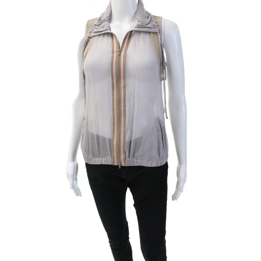 Jorya Women Windbreaker Vest Gray High Neck Zip Front Polyester Blend Size 6